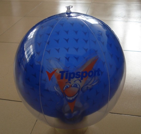 PVC Inflatable ball in ball with V TIPSPORT figurine inside